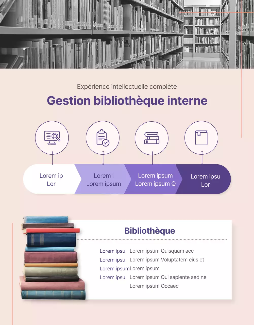 Détails du programme de l'entreprise en violet avec des accents orange