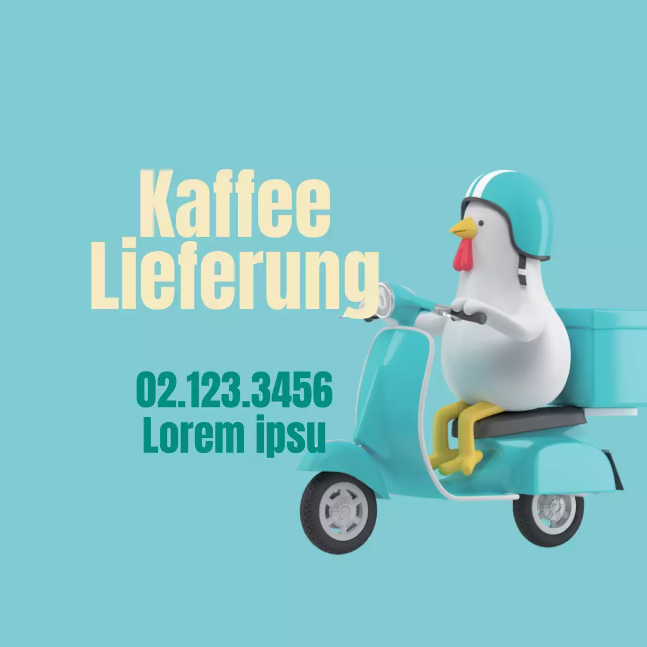 Niedliches Kaffee-Lieferetikett mit blauer Illustration