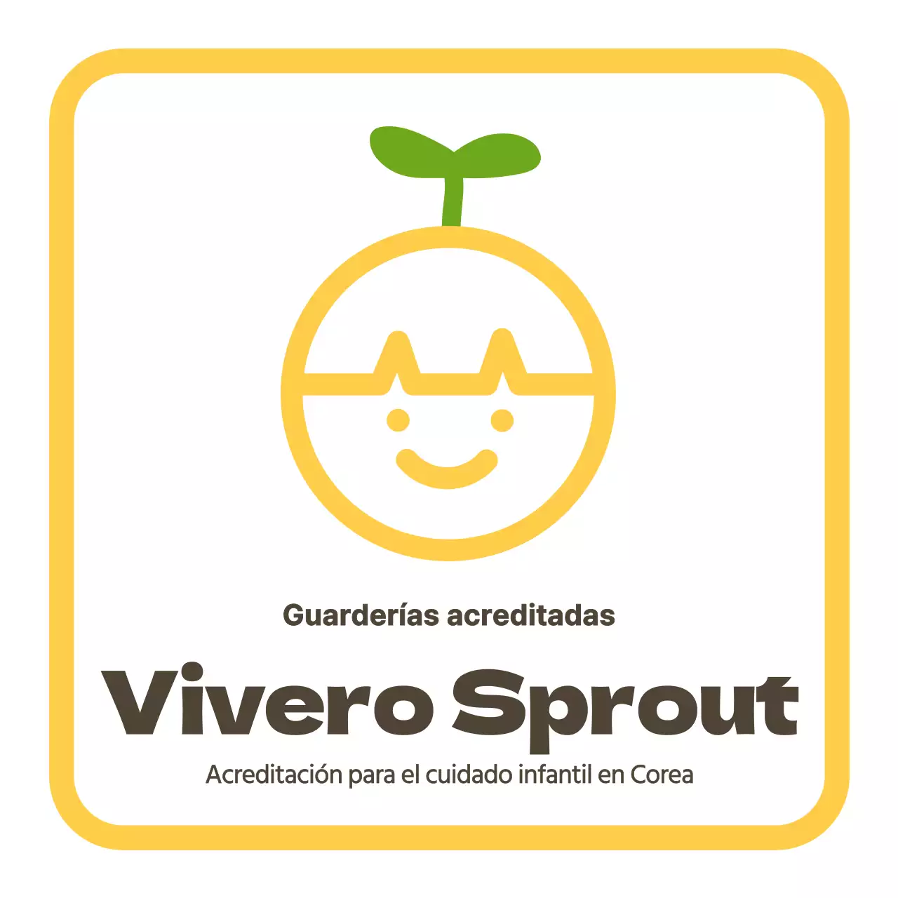 Letrero con logotipo de guardería de estilo limpio en amarillo y marrón