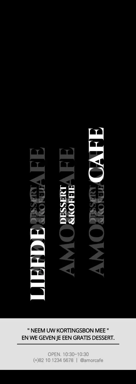 Eenvoudige typografische stijl in zwart en wit voor aankondigingen en promoties van café-evenementen