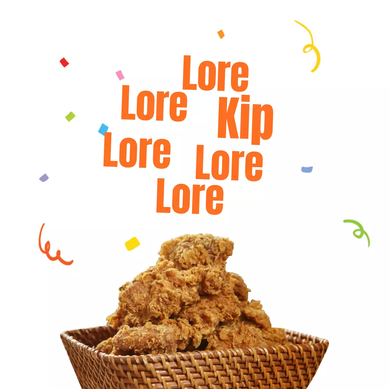 Een oranje kalligrafische boodschap met een fanfare barstte los op de kip