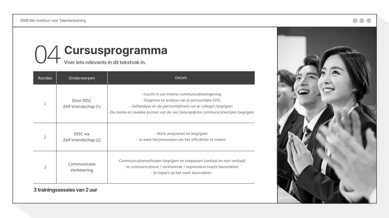 Zakelijk voorstel trainingsprogramma op maat PPT by Grayton