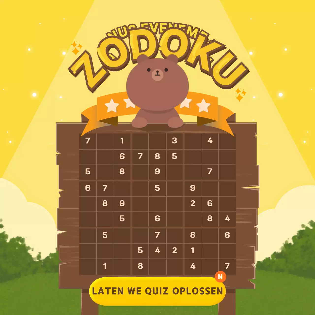 Sudoku quiz voor gele en bruine beren