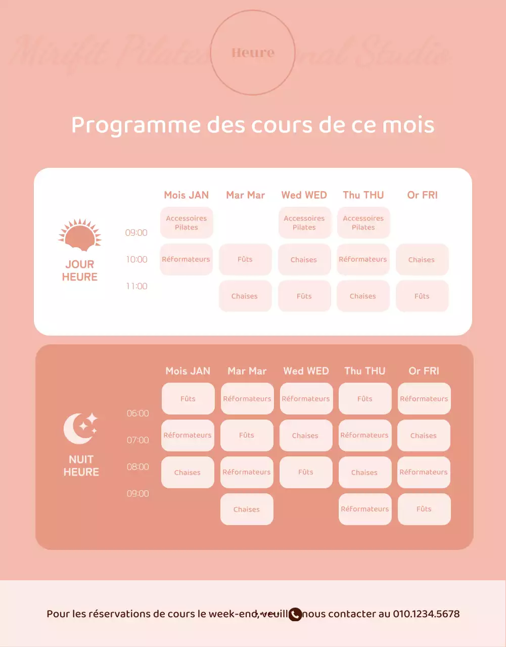 Thème promotionnel monotone pour la méthode Pilates avec des illustrations épurées et des formes arrondies