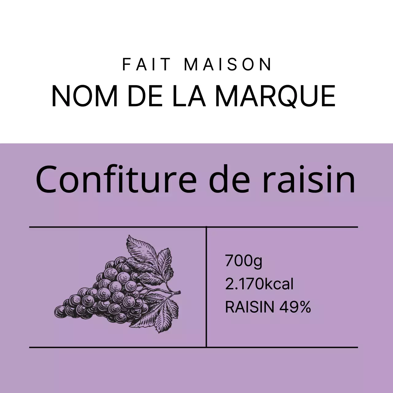 Étiquettes de confiture de raisin