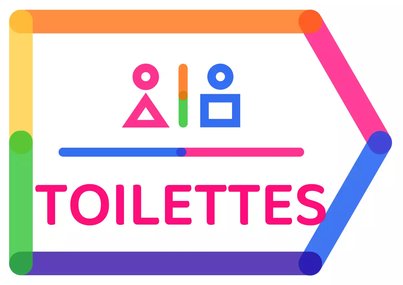 Instructions colorées et mignonnes pour les pictogrammes des toilettes