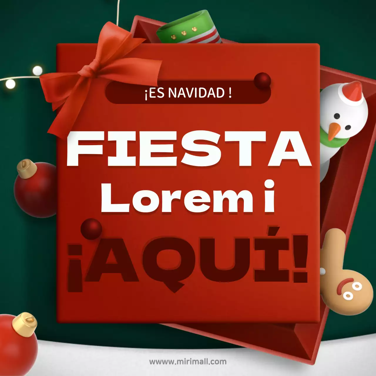 Promover un acto sobre el concepto de caja de regalo roja y verde