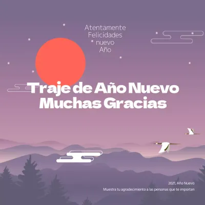 Guía del Año Nuevo 2021 en morado y blanco