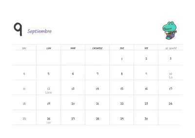 Ago Calendario Septiembre 2022