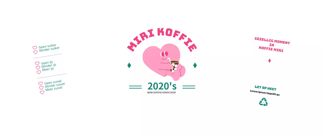 Promoot een café met een roze karakterillustratie