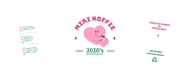 Promoot een café met een roze karakterillustratie