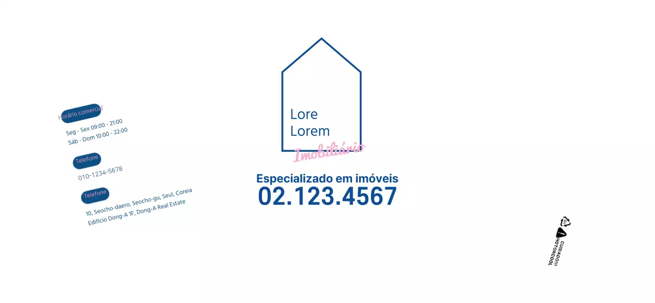Conceito simples em branco e azul-marinho para apresentar e promover a sua propriedade