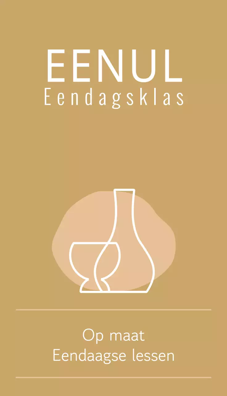 Promotie van een keramiekschool voor eendaagse lessen met een rustige, emotionele sfeer in wit en beige