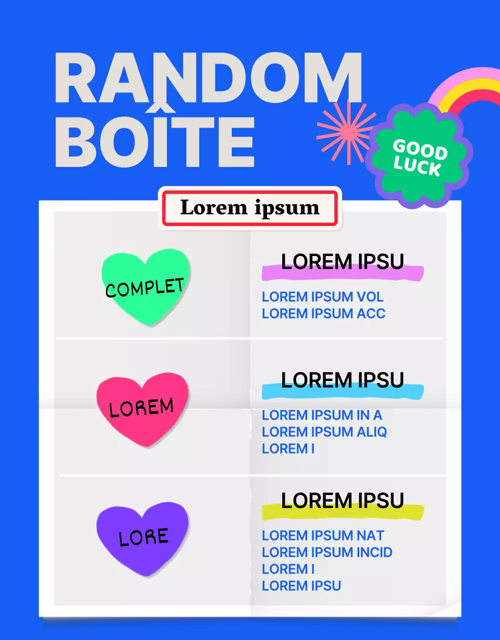 Page de détails de l'autocollant bleu