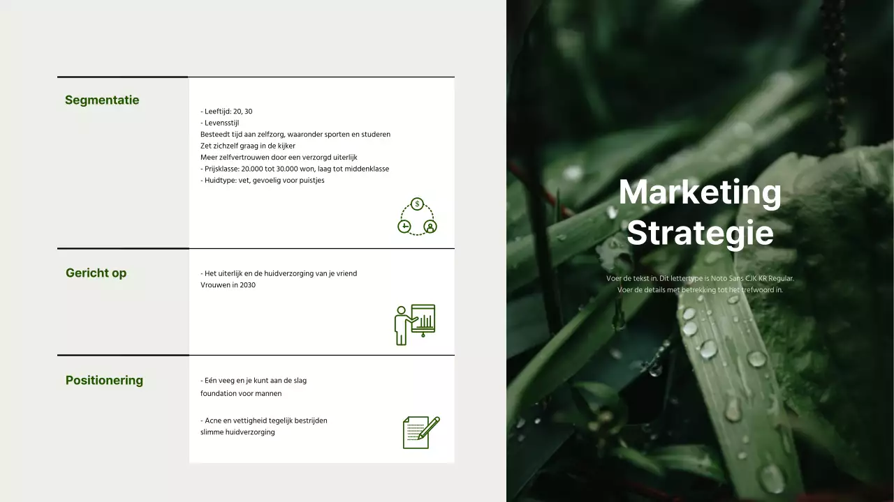 Cosmetisch productvoorstel voor mannen in bruin en groen