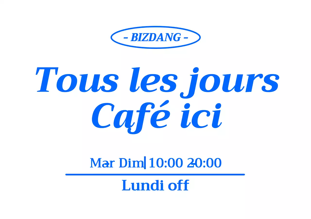 Promouvoir un café avec une carte des boissons propre et bleue