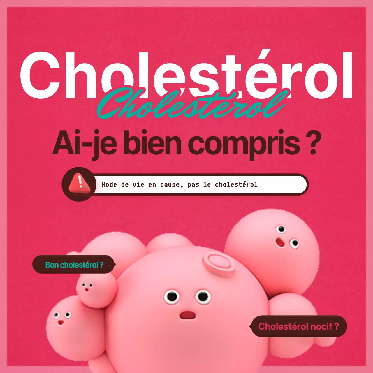 Cholestérol de couleur rose foncé et menthe