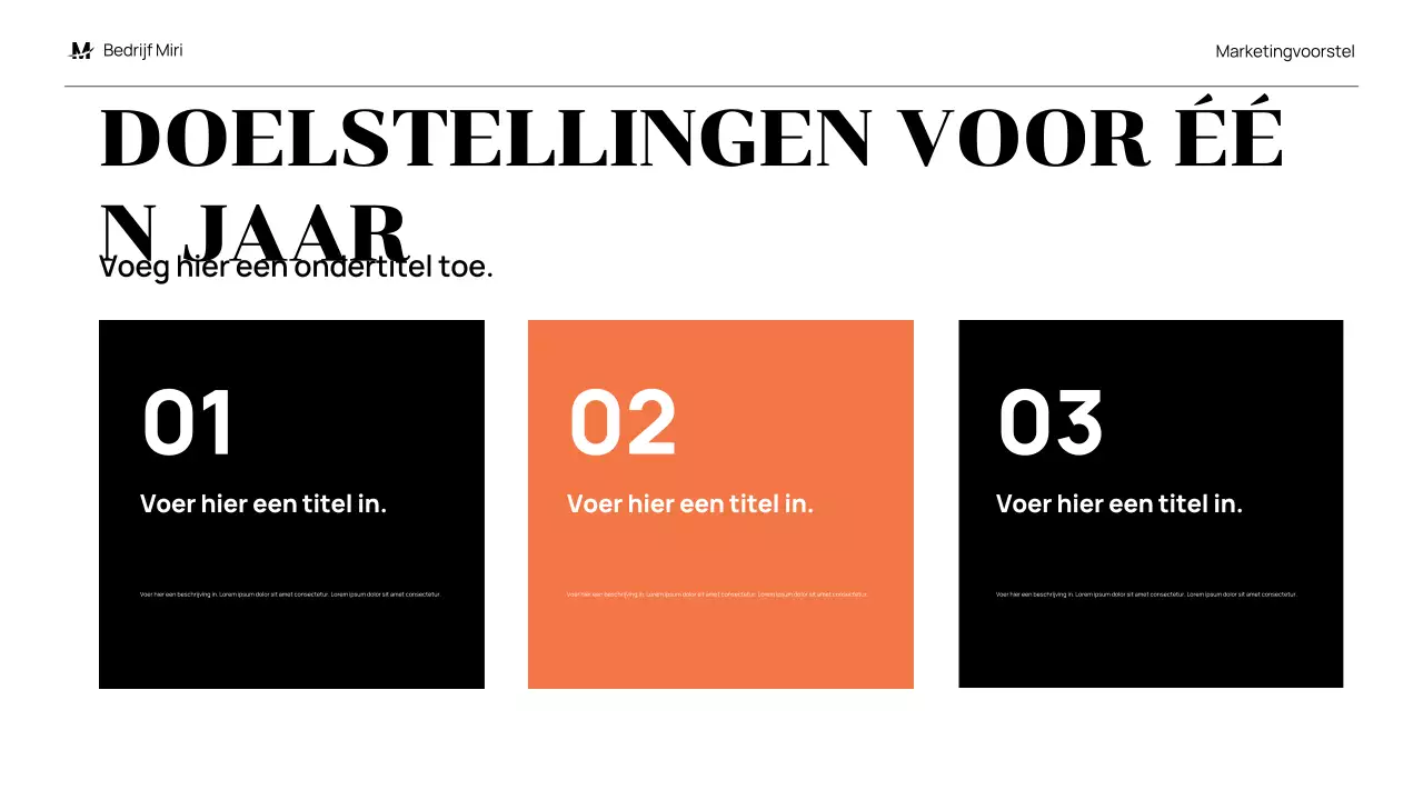 zwart modern marketingvoorstel