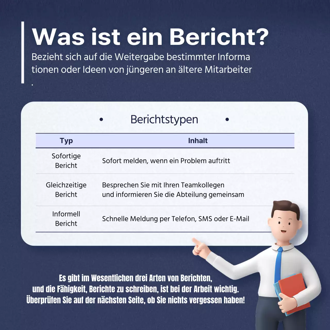 Ein sauberes, blau-graues Berichtshandbuch