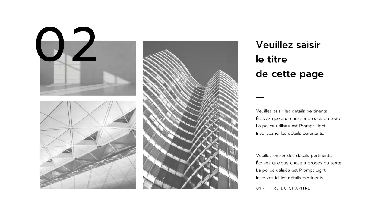 Présentations en noir et blanc