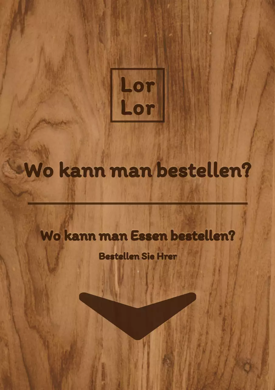 Innenbeschilderung in der Kantine mit bräunlichen Farben und einem einfachen Holzkonzept