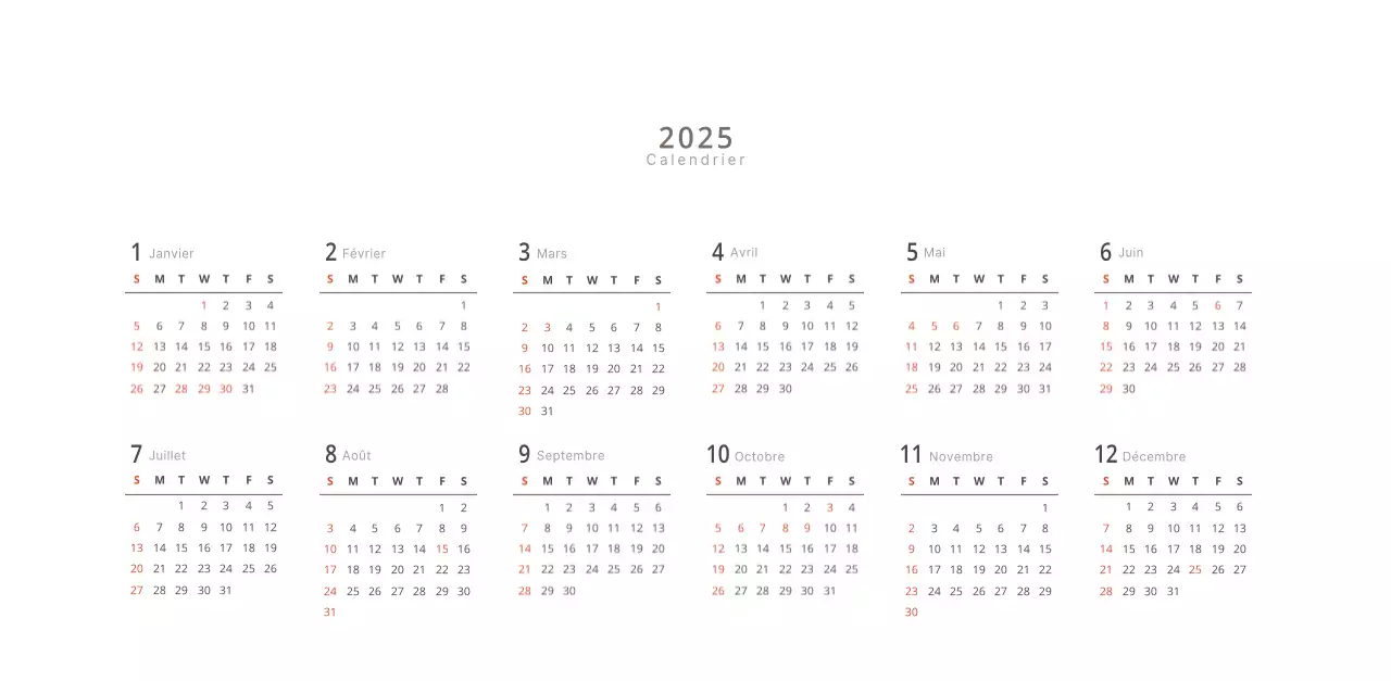Calendrier d'aménagement intérieur blanc et épuré