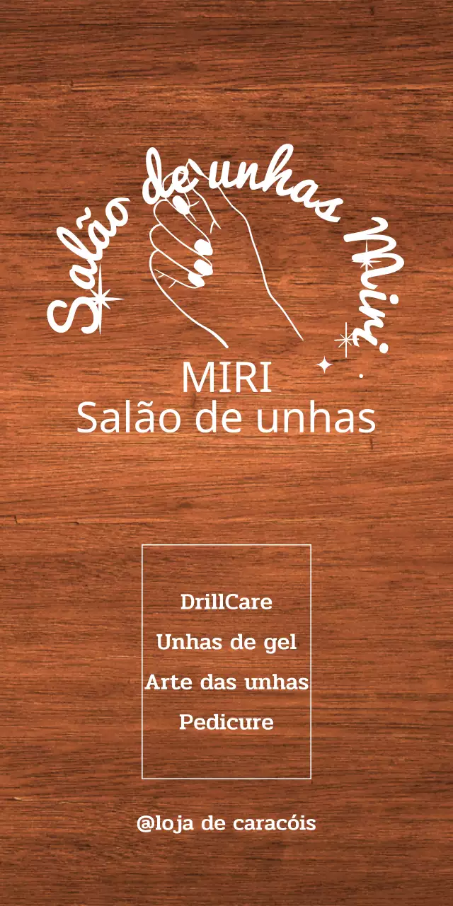 Um sinal clássico de um salão de manicura com texto branco e uma ilustração de uma mão em estrela.
