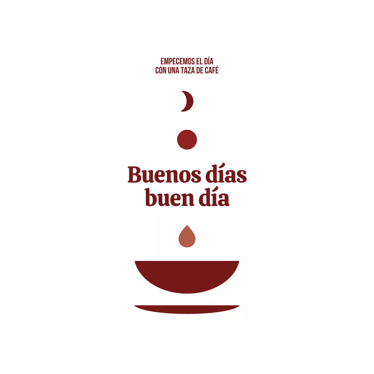 Diseño limpio y sencillo de cafetería con una luna y una ilustración de una taza y café