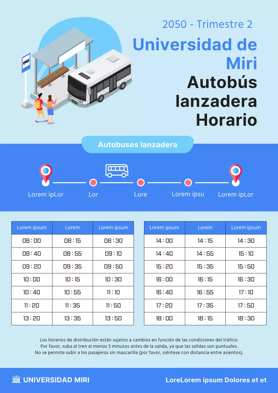 Guía sencilla de horarios de autobuses lanzadera azules y celestes