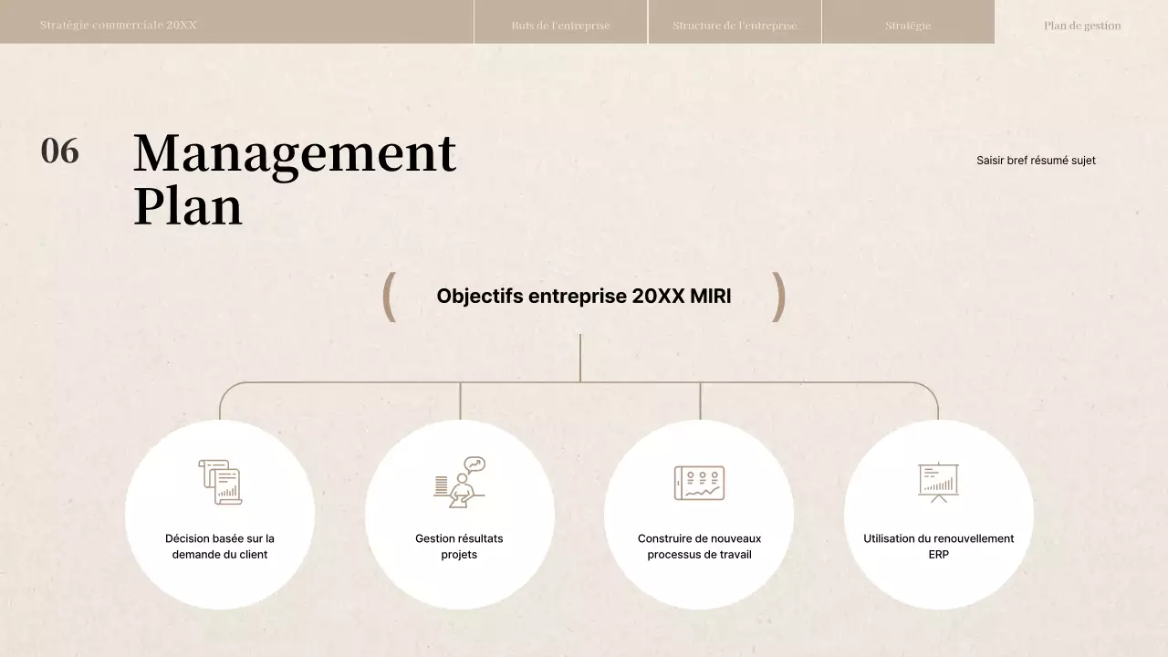 Rapport de stratégie d'entreprise avec une texture de papier beige
