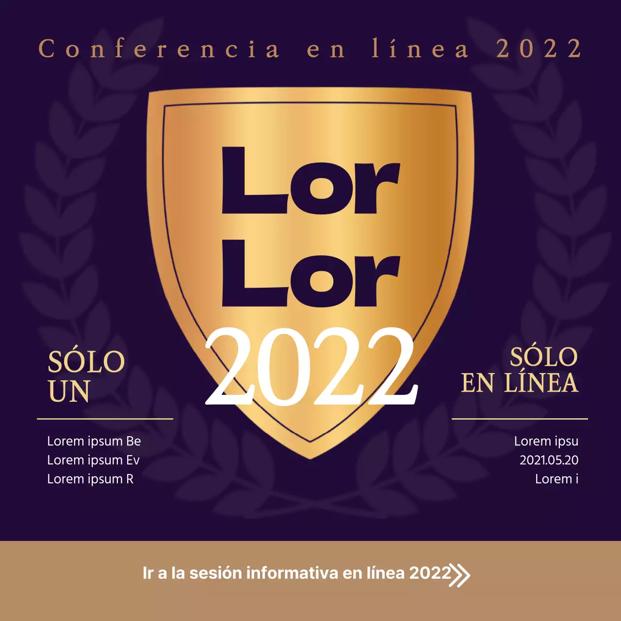 Un lujoso tema de formación para cursos electrónicos con colores púrpura y dorado