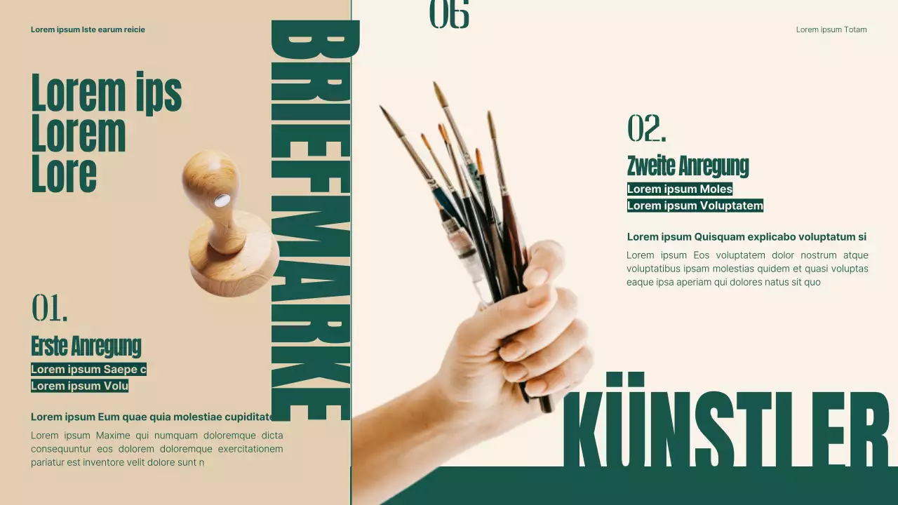 Plan zur Wiederbelebung traditioneller Märkte mit grünen und beigen Objekten und Typografie