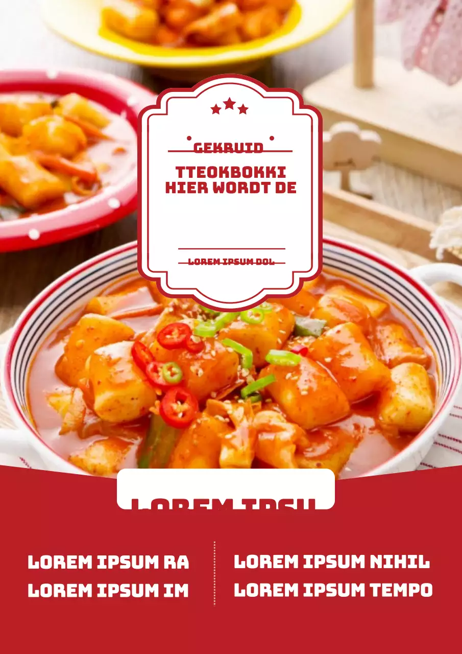Rode Tteokbokki Koreaans restaurant menu