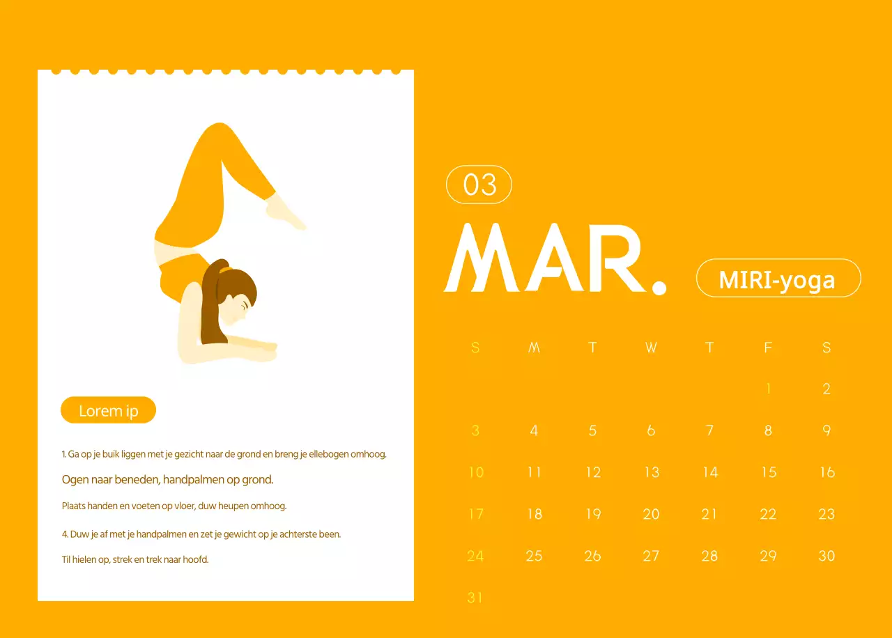 Oranje kalenders om weg te geven als je je yogastudio promoot