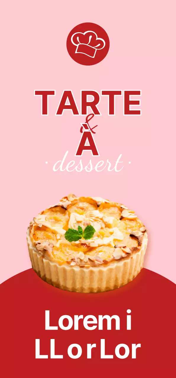 Bannière présentant un menu de tartes sucrées sur fond rose.