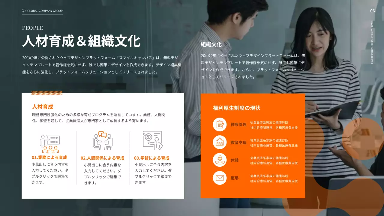オレンジ モダン 企業 資料 プレゼンテーション