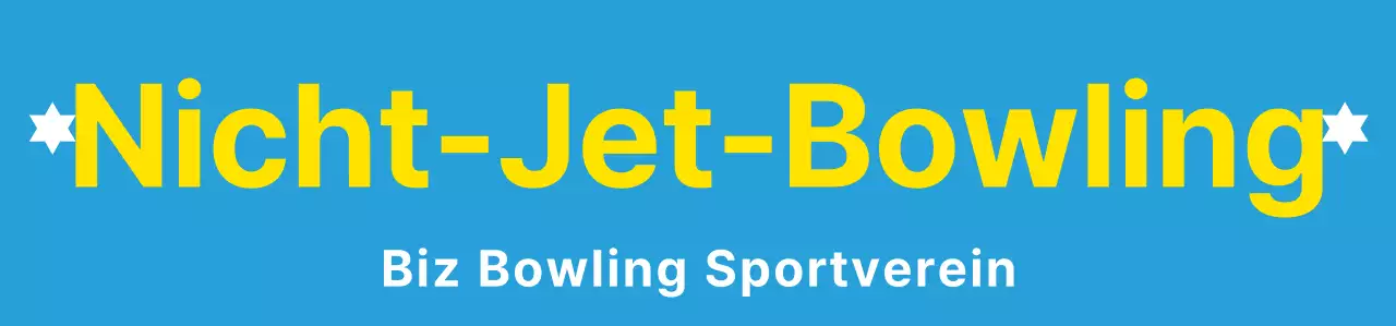 Eine saubere Bowling-Illustration und ein Emblem-Logo in Hellblau, Weiß und Gelb für einen Bowling-Sportverein.