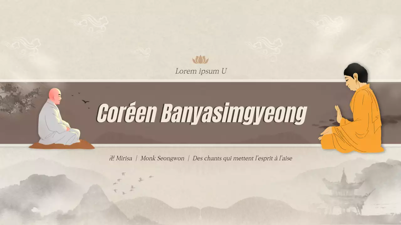 Peintures coréennes beige et marron avec une méditation bouddhiste au sel YouTube channelArt