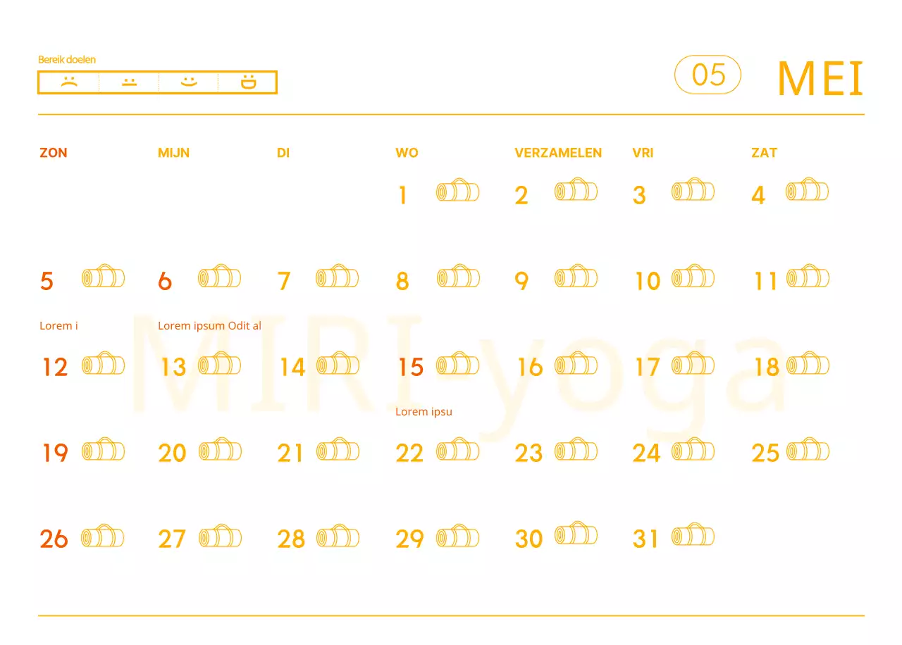 Oranje kalenders om weg te geven als je je yogastudio promoot