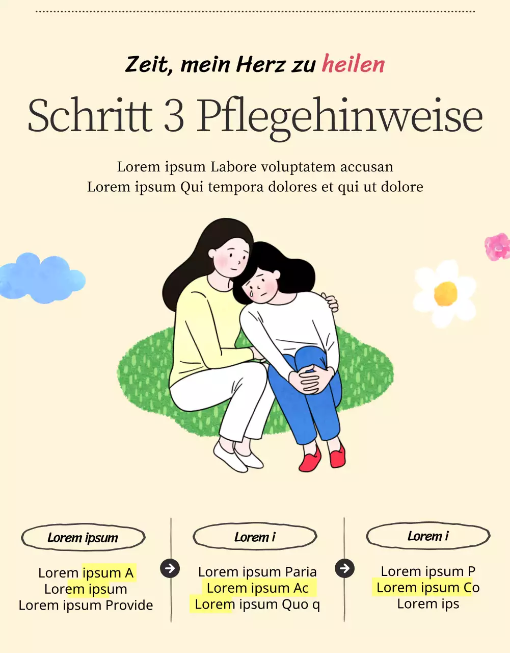Ein jugendpsychologisches Beratungszentrum mit warmen und einladenden Illustrationen in Beige und Grundfarben.