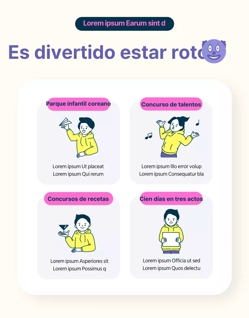 Púrpura y amarillo minimalista de grado B vida universitaria MT promoción