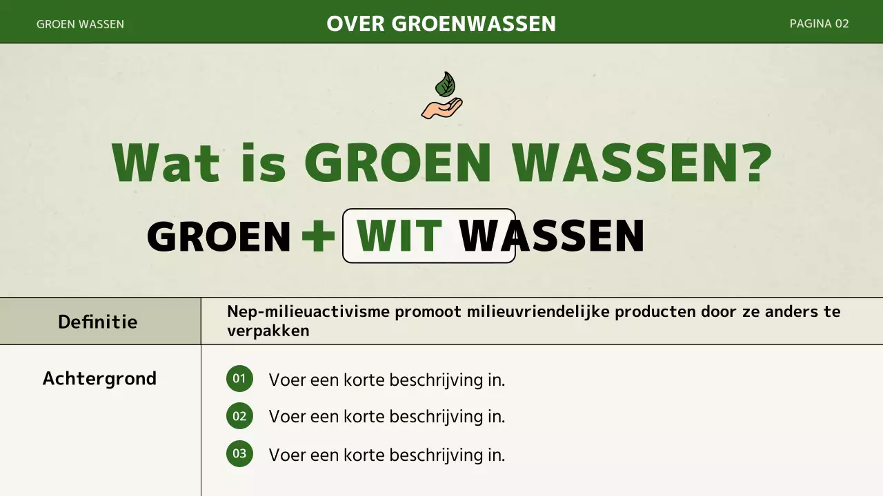 Een eenvoudige presentatie met groene kleuren