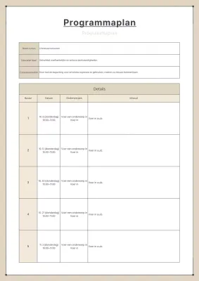 Een eenvoudig programmaplan in bruin