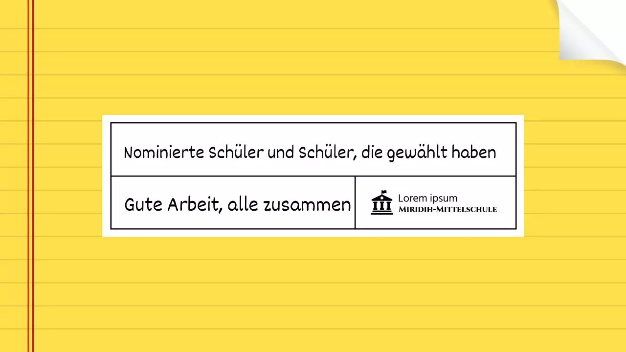 Bekanntgabe der Ergebnisse der Schülerratswahlen mit einem niedlichen gelben Schulheftkonzept