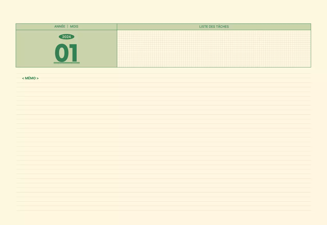 Calendrier mural SAT D-day notepad concept en vert et jaune clair