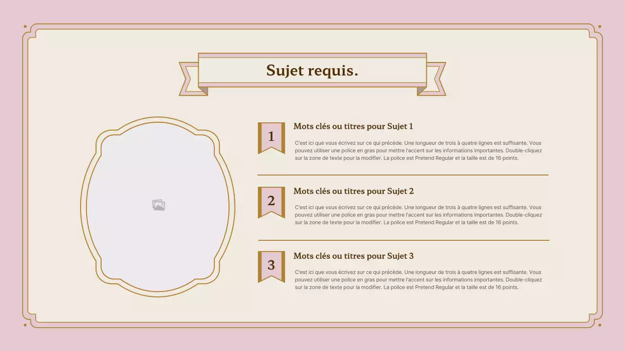 Kit de présentation du cadre vintage en rose et or