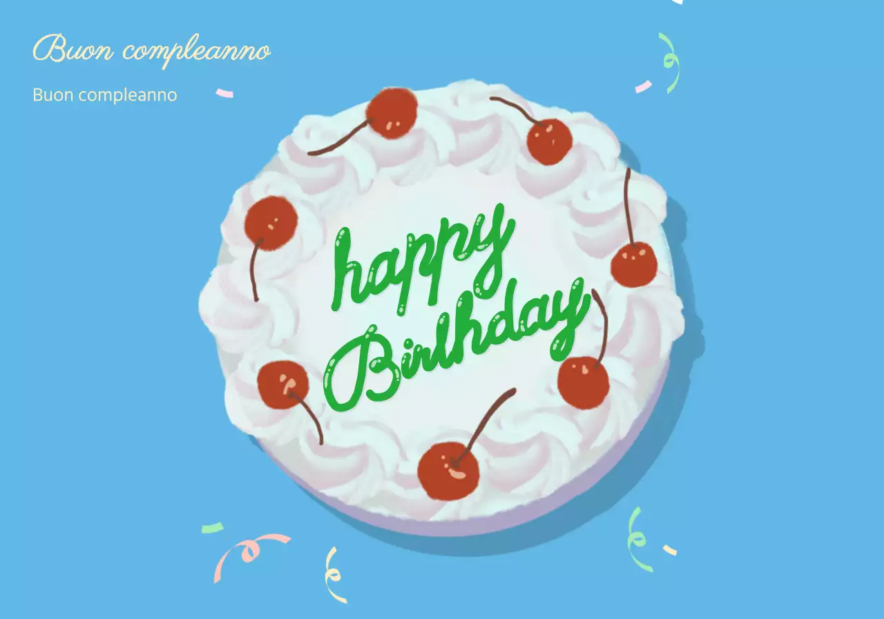 Illustrazione di buon compleanno di una torta in blu