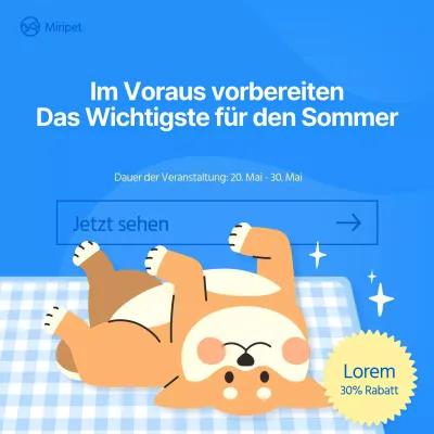 blau Illustration petfair Hundesommerbedarf Social Media Quadrat