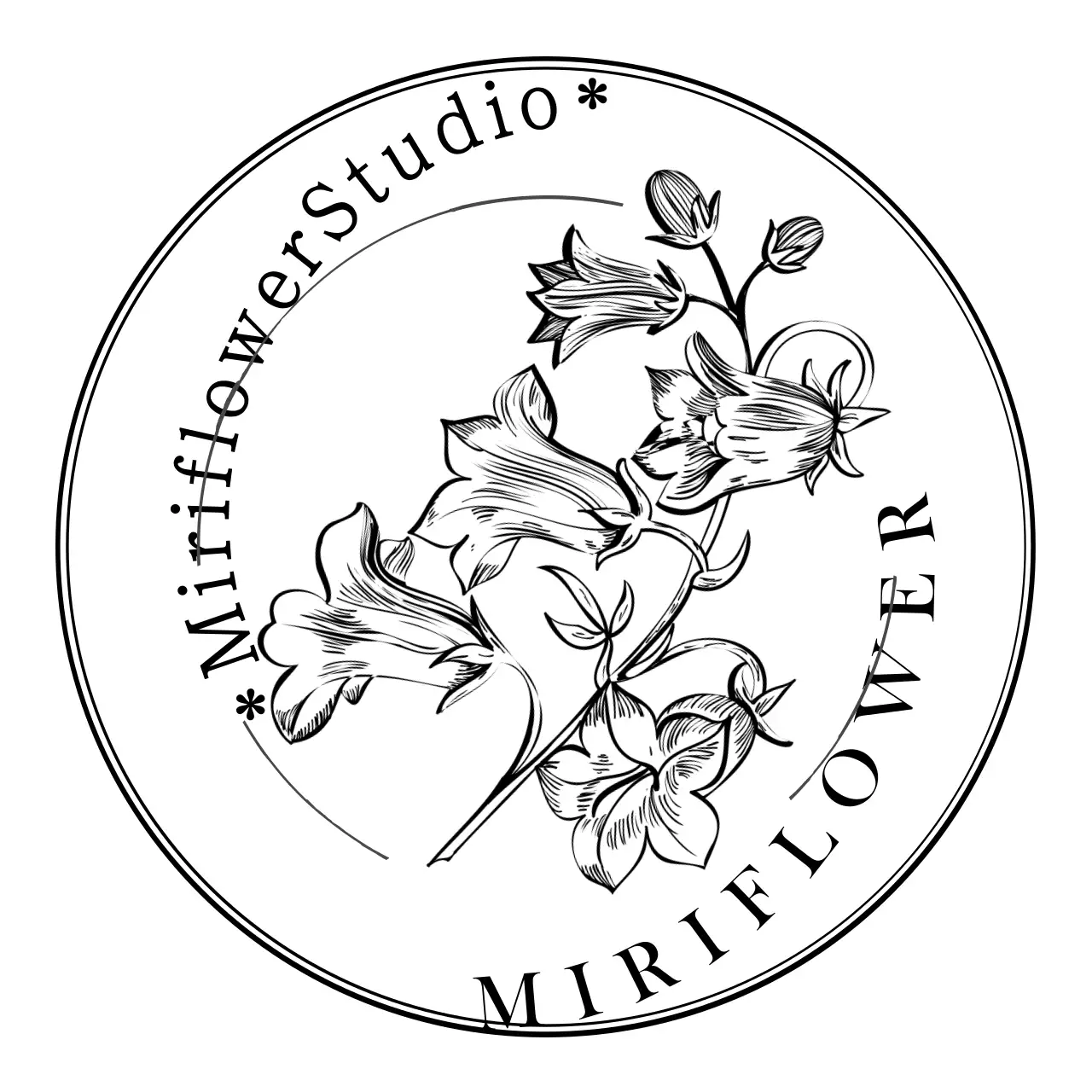 Sentimental floral Illustration Stil Studio Logo Zeichen in schwarz und weiß
