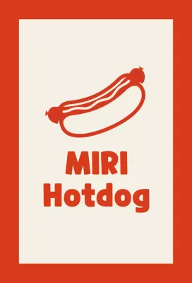 Hotdog restaurantverkoper op ivoorkleurige achtergrond met rode omtrek